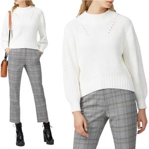 J Crew Pointelle Crewneck Cotton Sweater in White